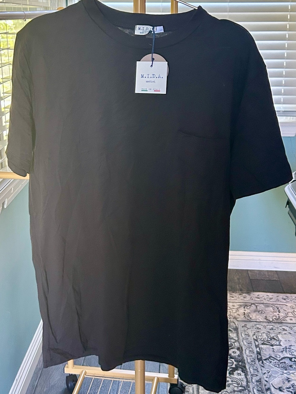 Men's Black Pocket Organic Cotton T-Shirt- made in Italy NWT Size L $68 MSRP